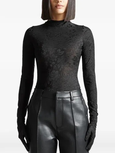 Manière De Voir Toy Floral Long-sleeve Blouse In Black