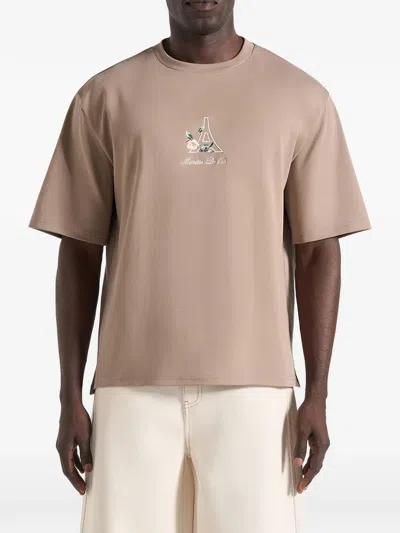 Manière De Voir Ts008 Unisex Floral Eiffel Cotton T-shirt In Neutral