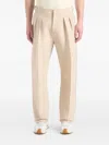 Manière De Voir Twin-pleat Topstitched Trousers In Neutral