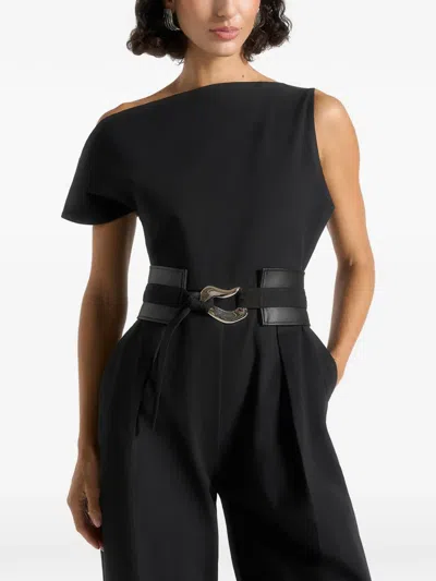 Manière De Voir Valerie One-shoulder Jumpsuit In Black