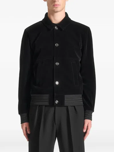 Manière De Voir Velvet Ribbed Jacket In Black