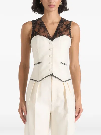Manière De Voir Veronica Lace Tailored Corset Waistcoat In White