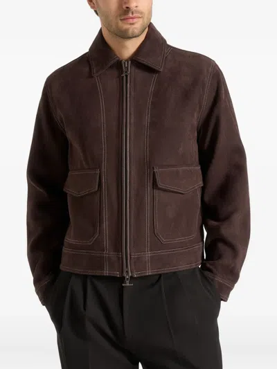 Manière De Voir Vince Contrast-stitch Jacket In Brown