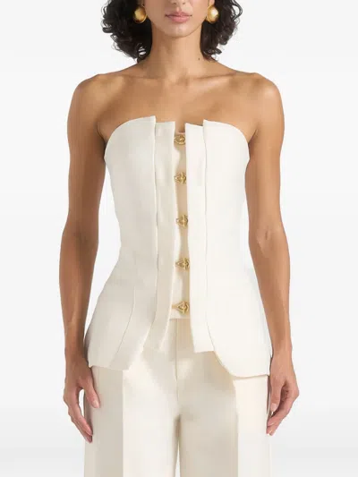 Manière De Voir Viviane Clasp-detail Bandeau Top In White