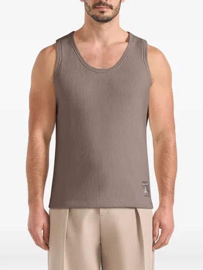 Manière De Voir Justin Ribbed Cotton Vest In Gray