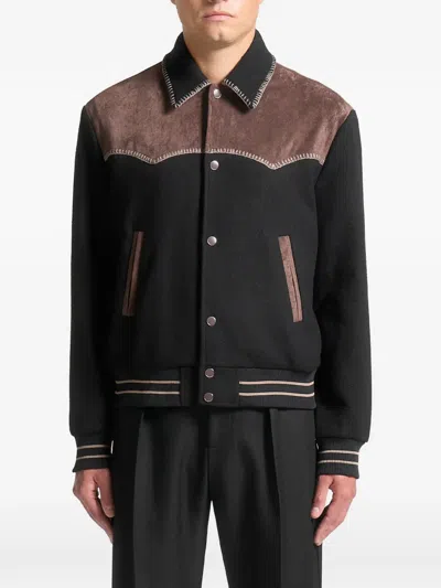 Manière De Voir Whipstitch Varsity Jacket In Black