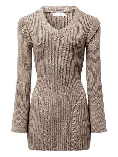 Manière De Voir Wide-shoulder Knitted Mini Dress In Multi