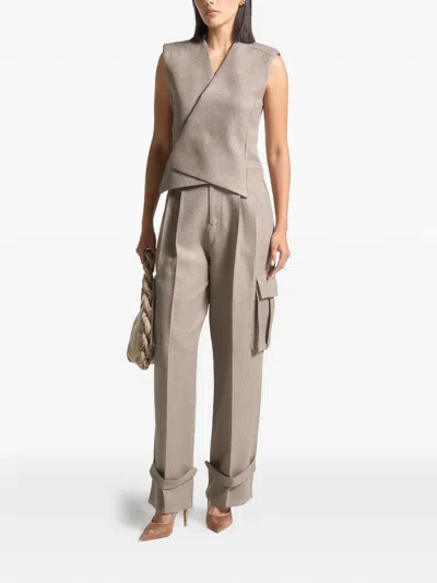 Manière De Voir Laurence Tailored Wrap Waistcoat In Neutral