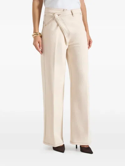 Manière De Voir Astrid Wrapover Wide Leg Jeans In Neutral