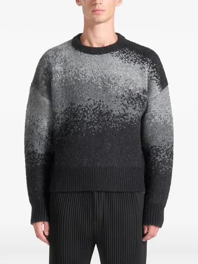 Manière De Voir Yani Ombré-effect Crew-neck Sweater In Black