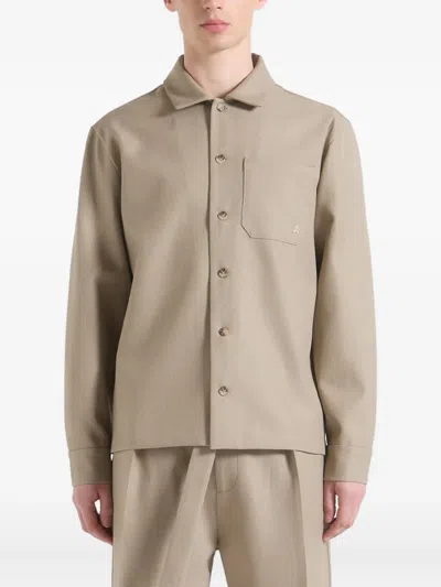 Manière De Voir Yann Chest-pocket Overshirt In Neutral
