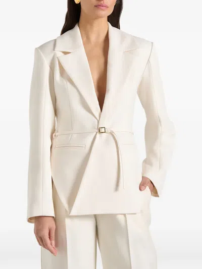 Manière De Voir Yuna Plunge Belted Blazer In Neutral