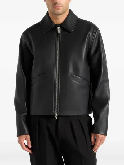 Manière De Voir Yves Pleats-detail Dual-zip Jacket In Black