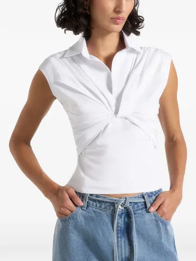 Manière De Voir Yvette Knotted Front Sleeveless Shirt In White