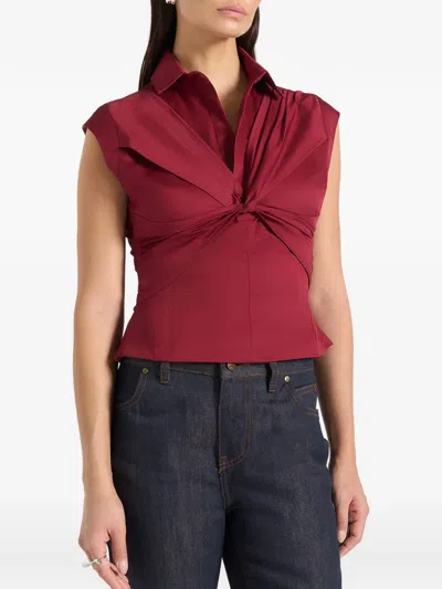 Manière De Voir Yvette Gathered Twist Sleeveless Top In Brown
