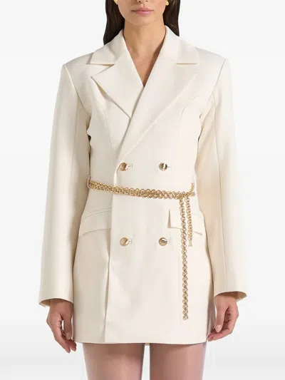 Manière De Voir Zara Double-breasted Chain Blazer Dress In White