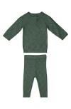 Maniere Manière Diamond Pointelle Sweater & Pants Set In Gold