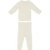 Maniere Kids' Manière Diamond Pointelle Sweater & Pants Set In White
