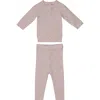 Maniere Manière Diamond Pointelle Sweater & Pants Set In Pale Mauve