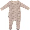 Maniere Manière Elegant Floral Cotton Blend Footie In Neutral