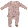 Maniere Manière Elegant Floral Cotton Blend Footie In Pink