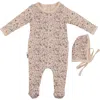 Maniere Manière Elegant Floral Footie & Hat Set In Multi