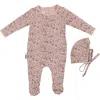 Maniere Babies' Manière Elegant Floral Footie & Hat Set In Multi