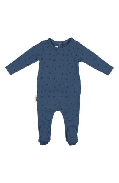 Maniere Kids' Manière Elegant Leaves Footie In Blue