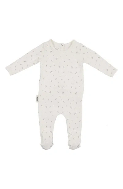 Maniere Kids' Manière Elegant Leaves Footie In Neutral
