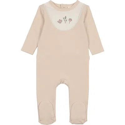 Maniere Babies' Manière Embroidered Footie In Neutral