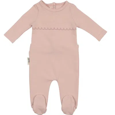 Maniere Babies' Manière Embroidered Yoke Footie In Pink