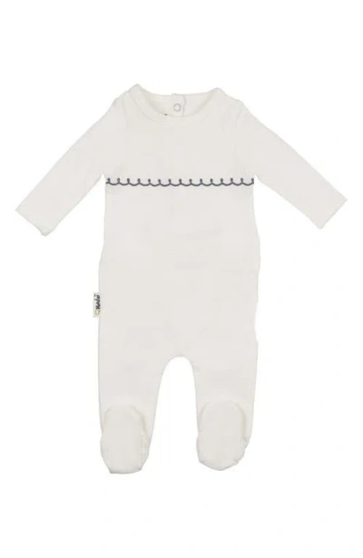 Maniere Babies' Manière Embroidered Yoke Footie In White