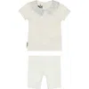 Maniere Manière Floral Collar T-shirt & Shorts Set In White