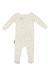 Maniere Floral Cotton Pointelle Footie In Pink