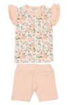 Maniere Manière Floral Print Top & Shorts Set In Pink