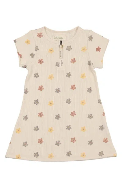 Maniere Babies' Manière Floral Ribbed Dress In Gray