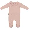 Maniere Manière Floral Ruffle Long Sleeve Footie In Pink