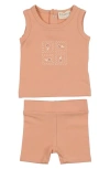 MANIERE FLORAL TILE STRETCH COTTON TANK & SHORTS SET