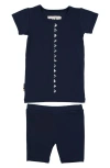 Maniere Manière Floral Triangle Trim Top & Shorts Set In Blue