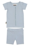 Maniere Manière Floral Triangle Trim Top & Shorts Set In Blue
