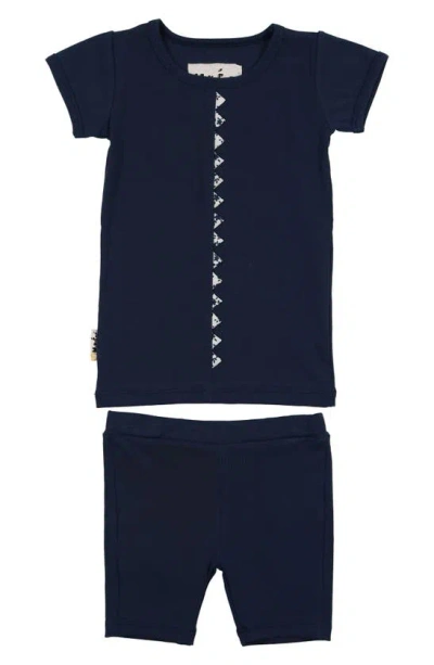 Maniere Floral Triangle Trim Top & Shorts Set In Blue