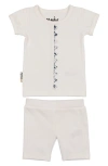 Maniere Babies' Floral Triangle Trim Top & Shorts Set In White/ Floral Blue