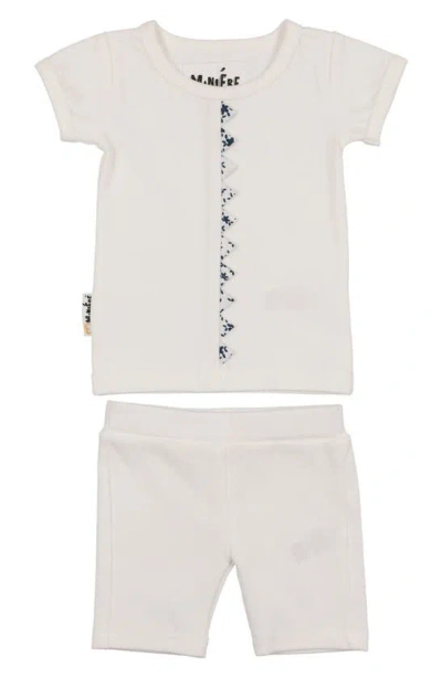 Maniere Babies' Floral Triangle Trim Top & Shorts Set In White/ Floral Blue