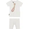 Maniere Manière Fly Away Tie Short Sleeve T-shirt & Shorts Set In White