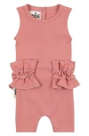 Maniere Babies' Manière Frilled Ruffle Waist Romper In Pink