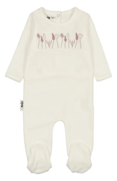 Maniere Babies' Manière Garden Embroidered Footie In White