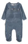 Maniere Manière Garden Embroidered Footie In Blue