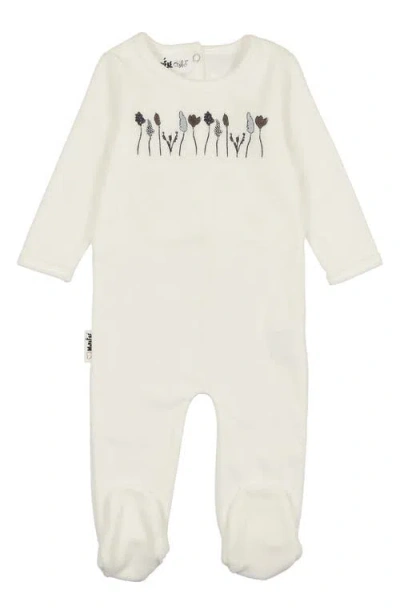 Maniere Babies' Manière Garden Embroidered Footie In White
