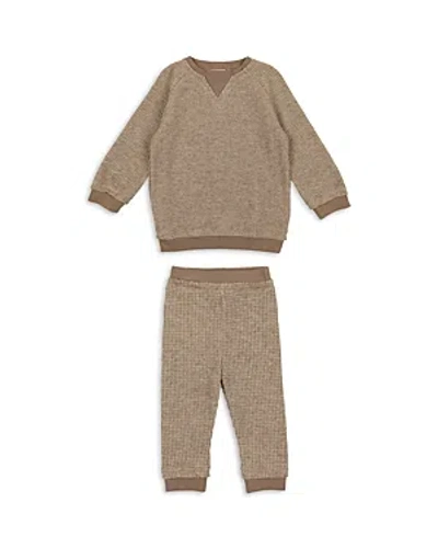 Maniere Girls' 2 Pc. Waffle Knit Top And Leggings Set - Baby, Little Kid In Taupe