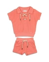 Maniere Girls' Beach Terry Shirt & Shorts Set - Baby, Little Kid In Coral